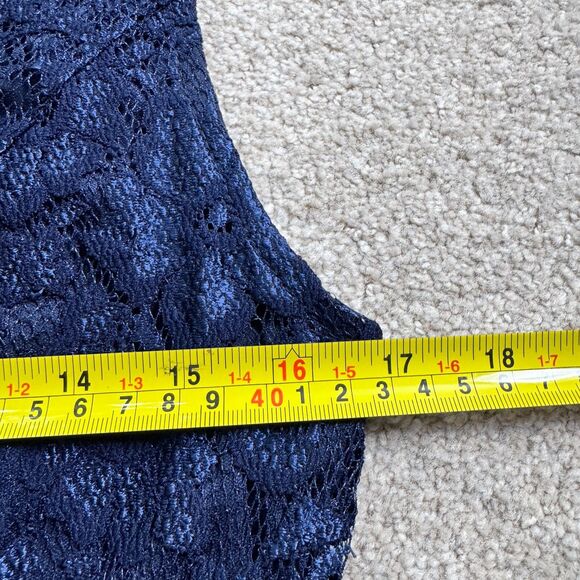 Joseph Ribkoff Women's Navy Blue Double V Neck Sleeveless Lace Midi Dress Sz 10 - Picture 13 of 16